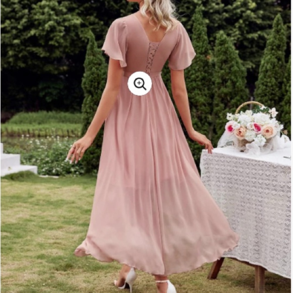 Pleated Hugh low bridesmaid dress
